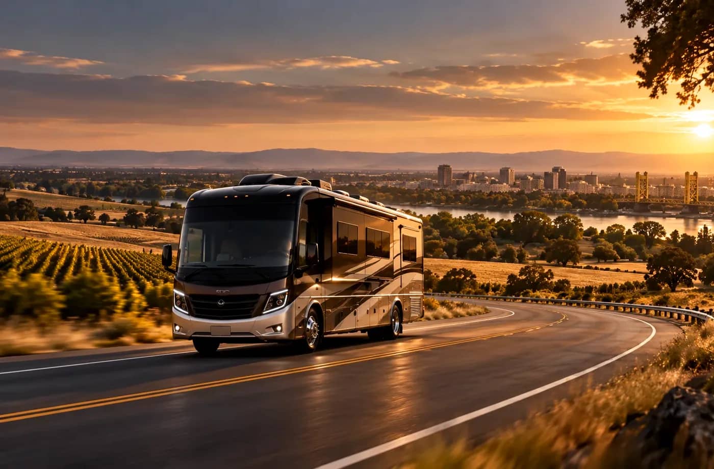 RV travel scene in Northern California supporting RV Sales, Rentals & Service in Davis, CA