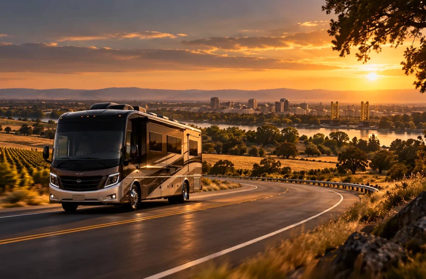 RV travel scene in Northern California supporting RV help for Dixon-area customers