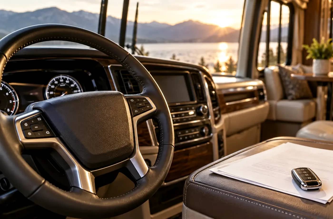 RV purchase, financing or trade planning scene supporting What Is My RV Worth?