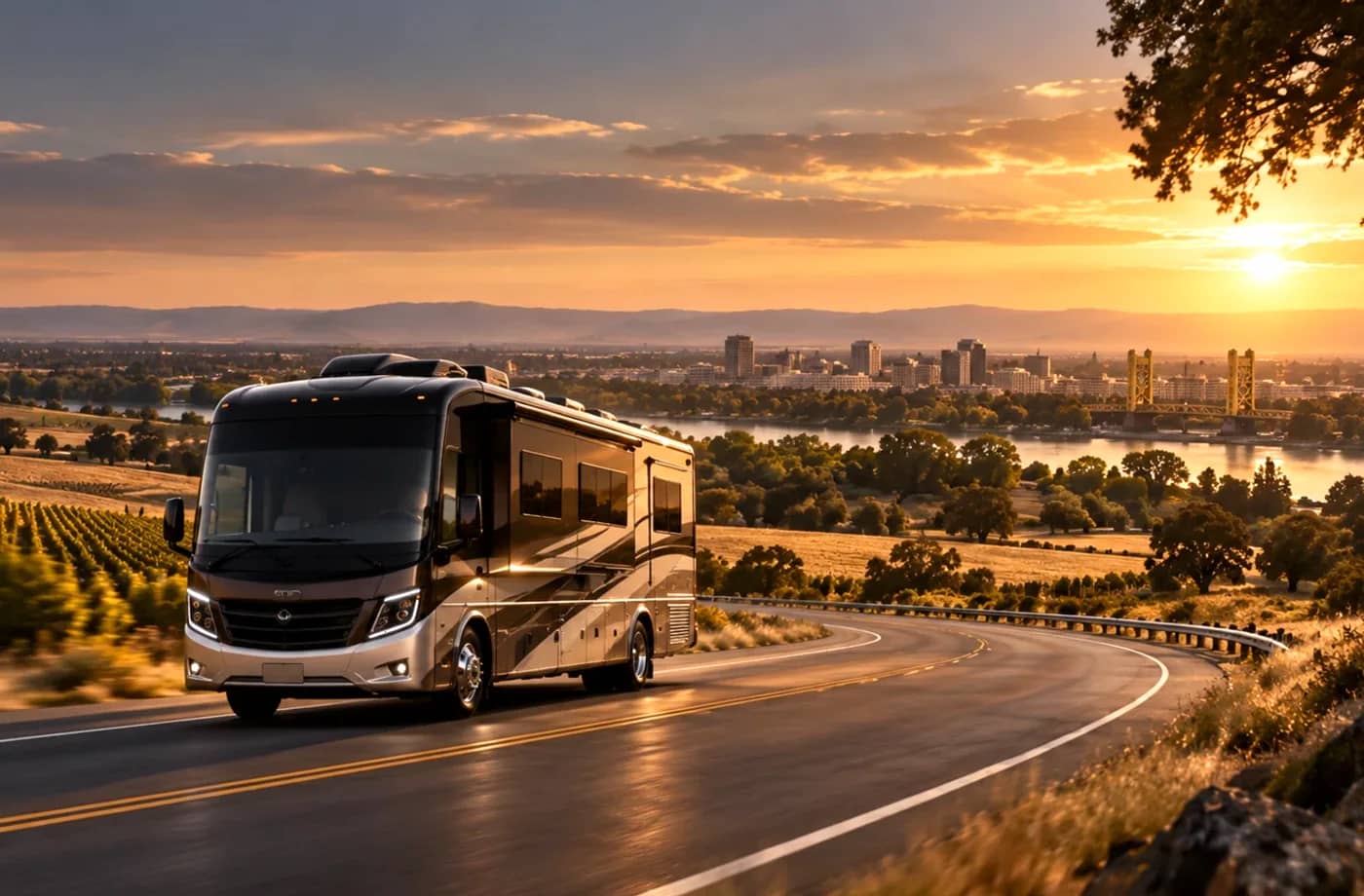 RV research and trip-planning scene supporting RV Service FAQ FAQ