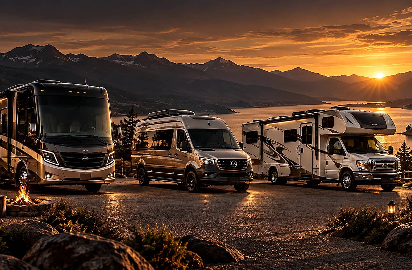 RV rental and road-trip scene supporting Luxury RV Rentals in Davis, CA FAQ