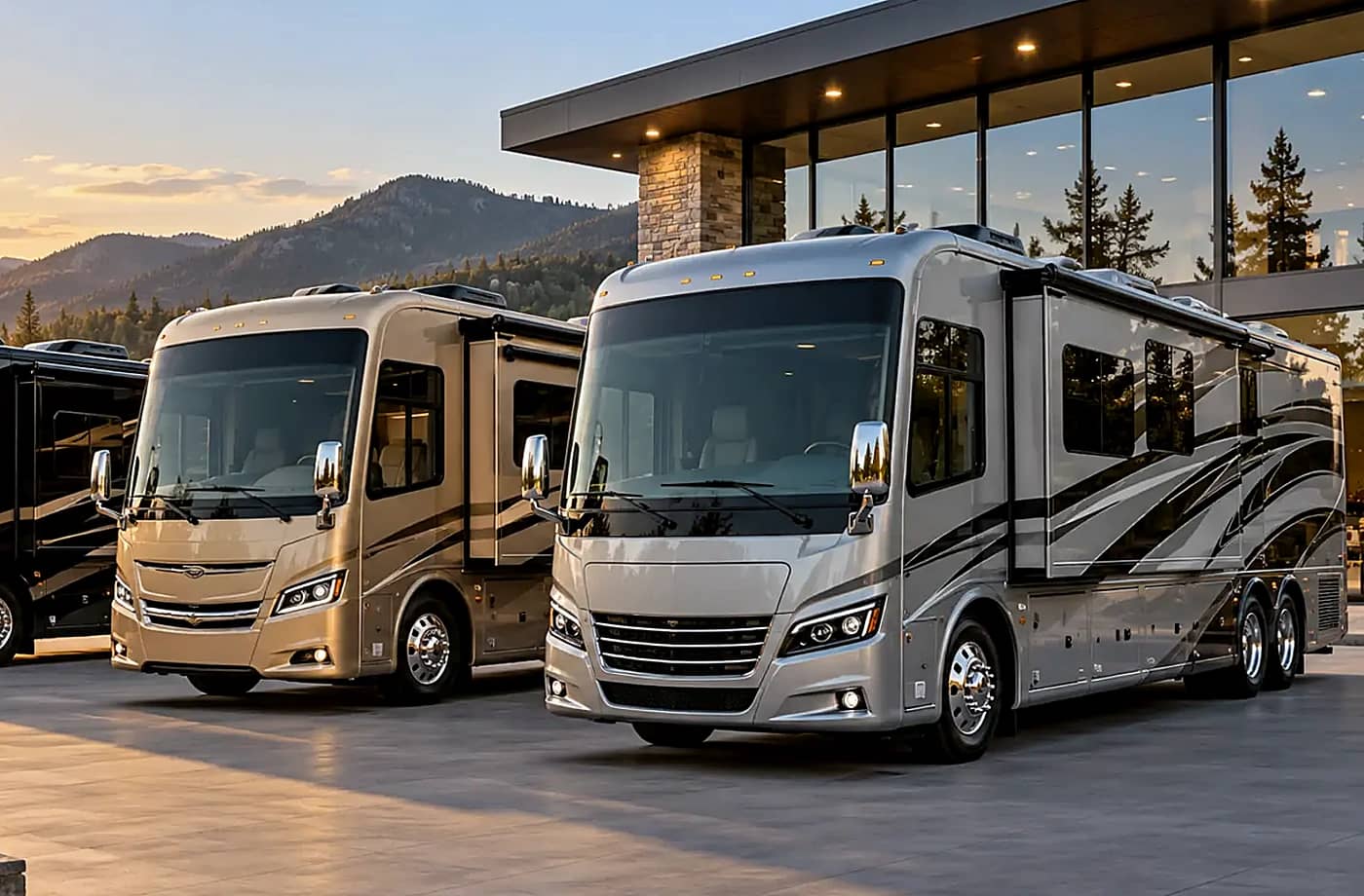 Motorhome and towable RV scene supporting Fifth Wheels for Sale in Davis, CA
