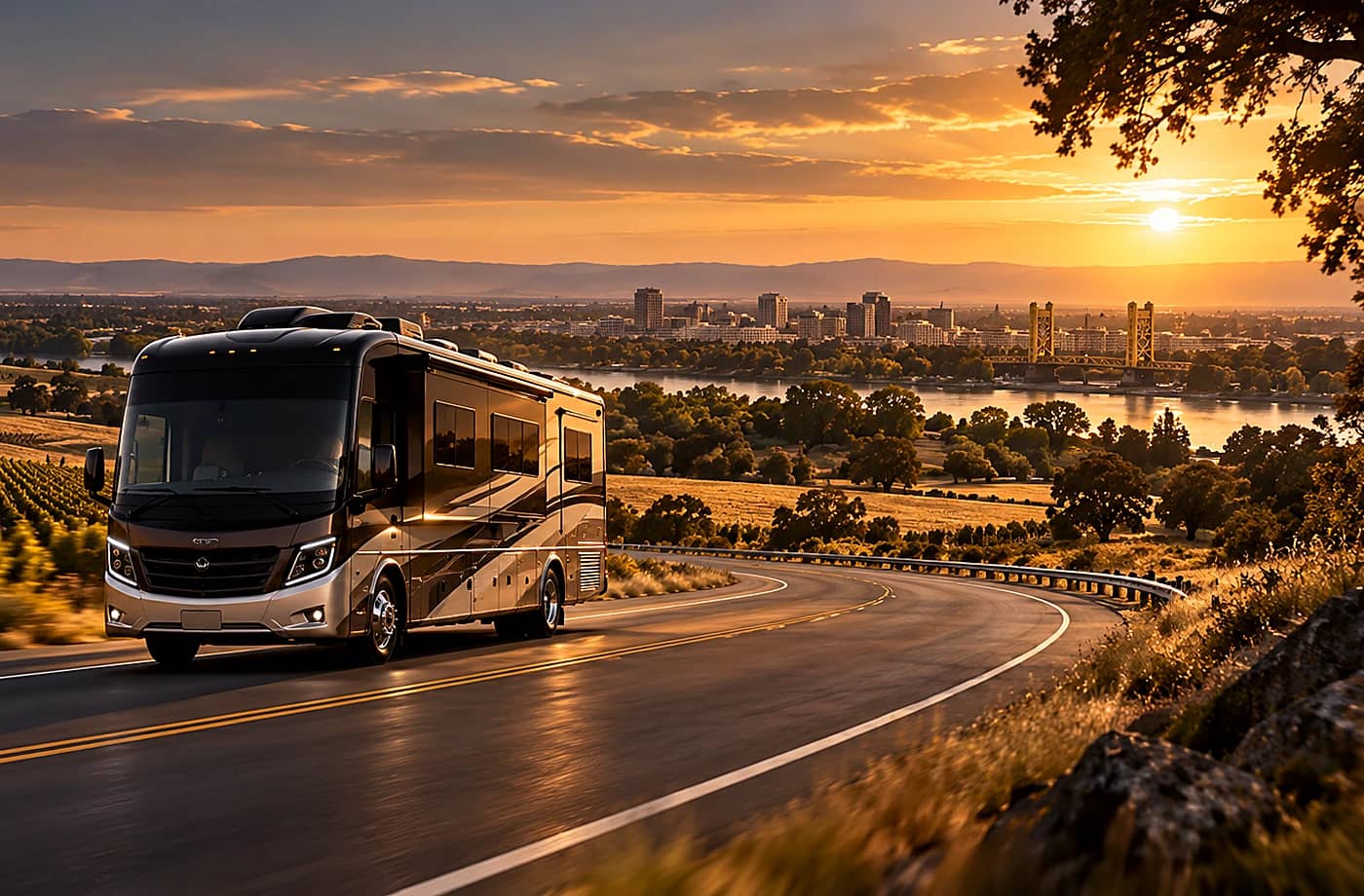 Motorhome and towable RV scene supporting Fifth Wheels for Sale in Davis, CA