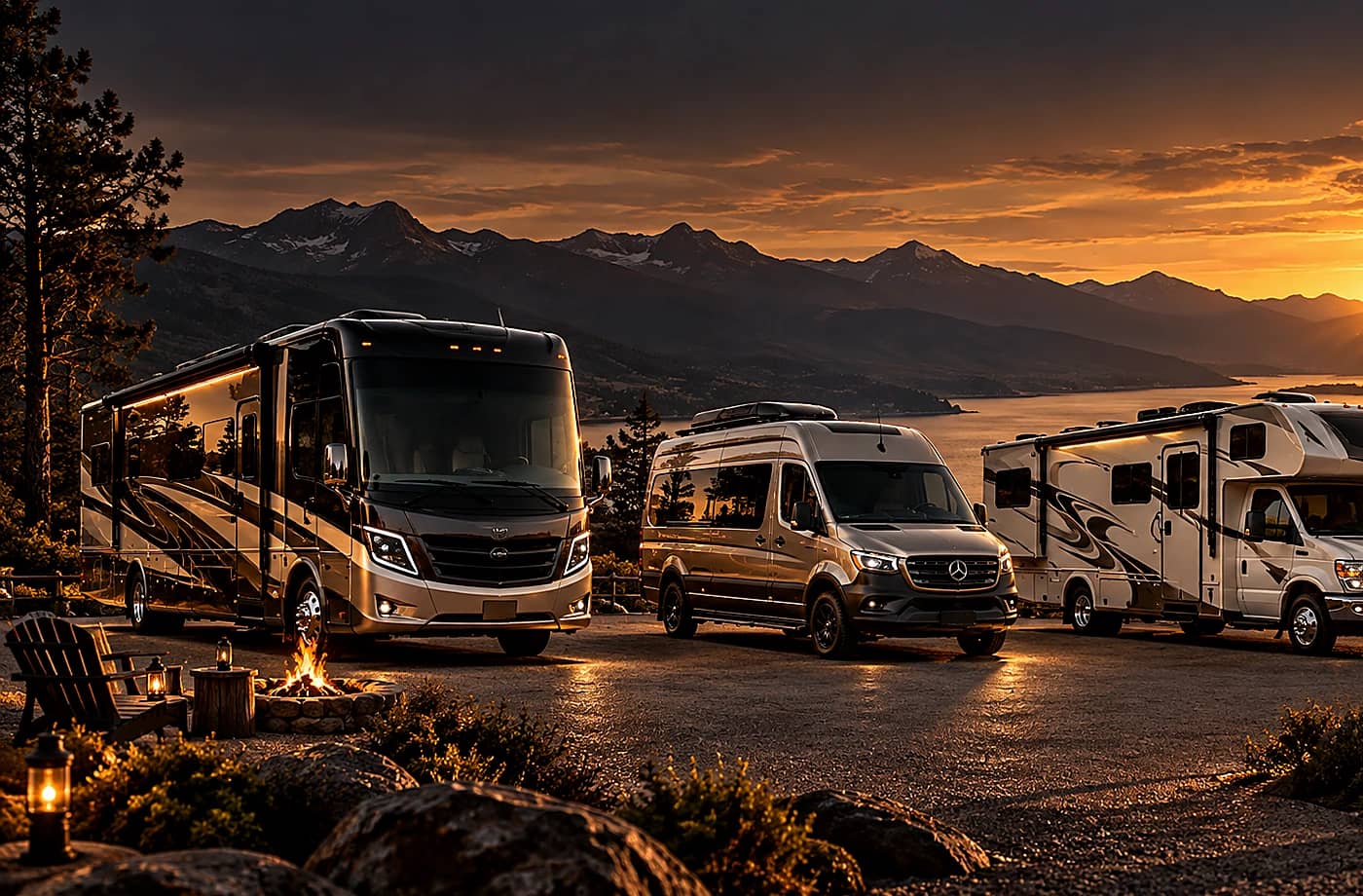 Motorhome and towable RV scene supporting Recently Added RVs in Davis, CA FAQ