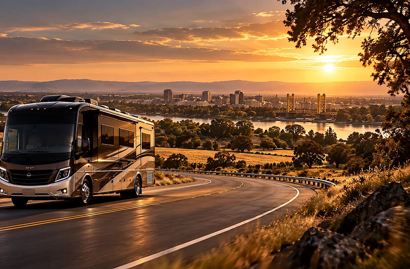 Motorhome and towable RV scene supporting Class B Motorhomes for Sale near Davis, CA FAQ