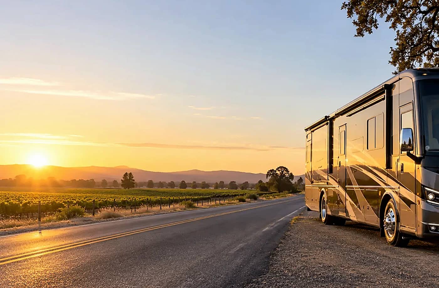 Motorhome and towable RV scene supporting New RVs for Sale in Davis, CA FAQ