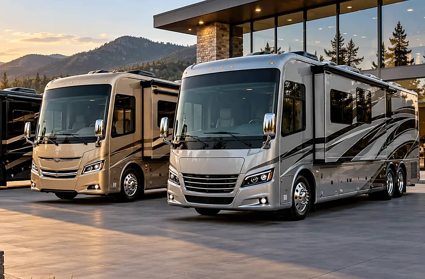 Motorhome and towable RV scene supporting Teardrop Trailers for Sale in Davis, CA