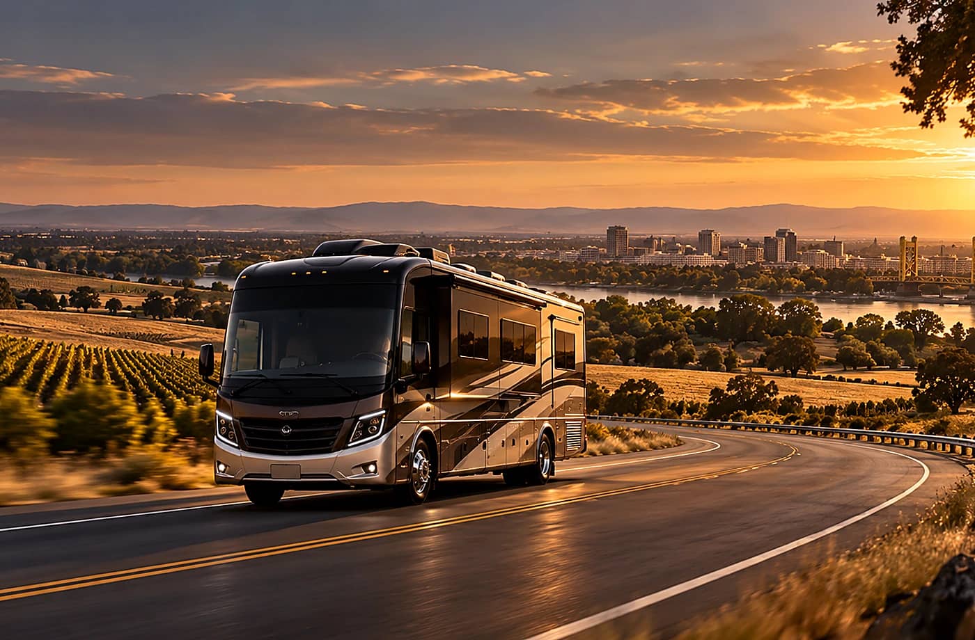 Motorhome and towable RV scene supporting How to compare an RV special