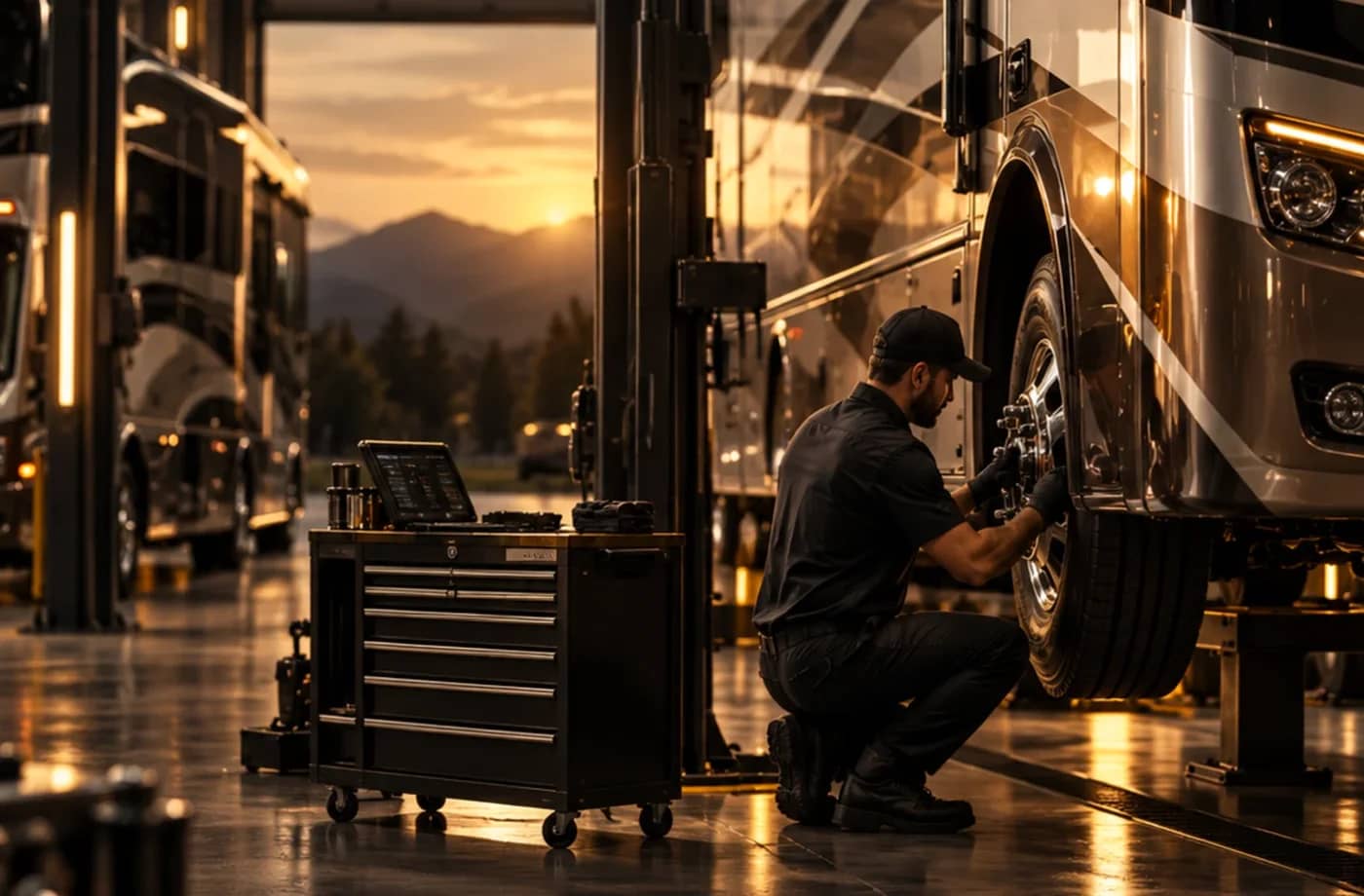 RV service and maintenance scene supporting RV Winterization in Davis, CA