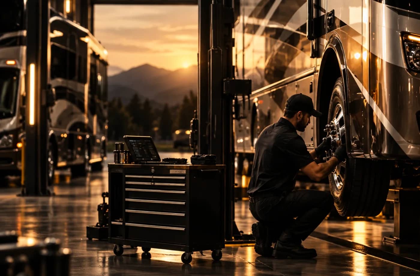 RV service and maintenance scene supporting Motorhome Repair in Davis, CA