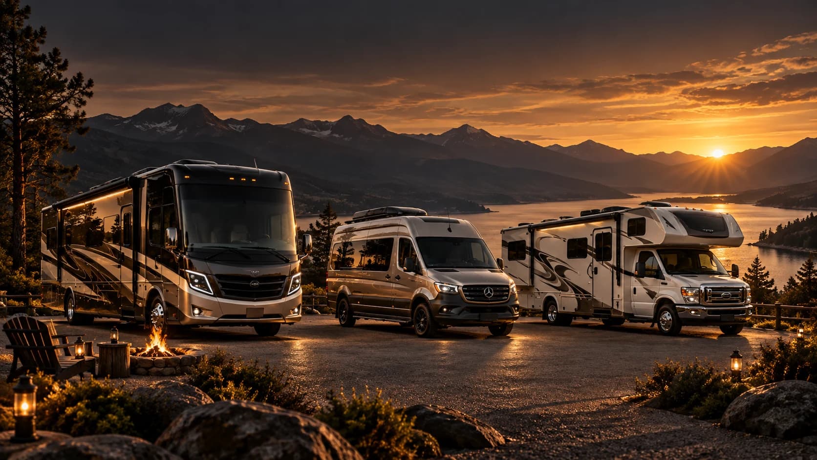 Illustration comparing Class A, Class B and Class C motorhome shapes