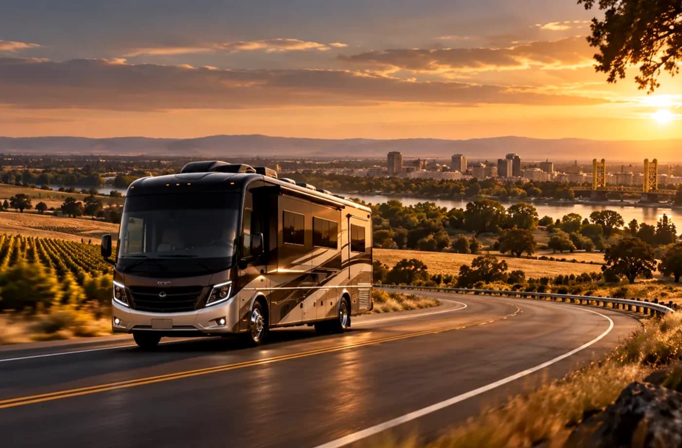 RV travel scene in Northern California supporting RV Sales, Rentals & Service near Benicia, CA