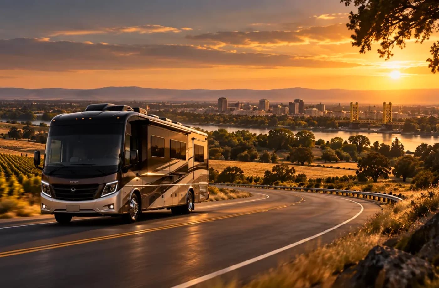 RV travel scene in Northern California supporting RV Sales, Rentals & Service for Solano County
