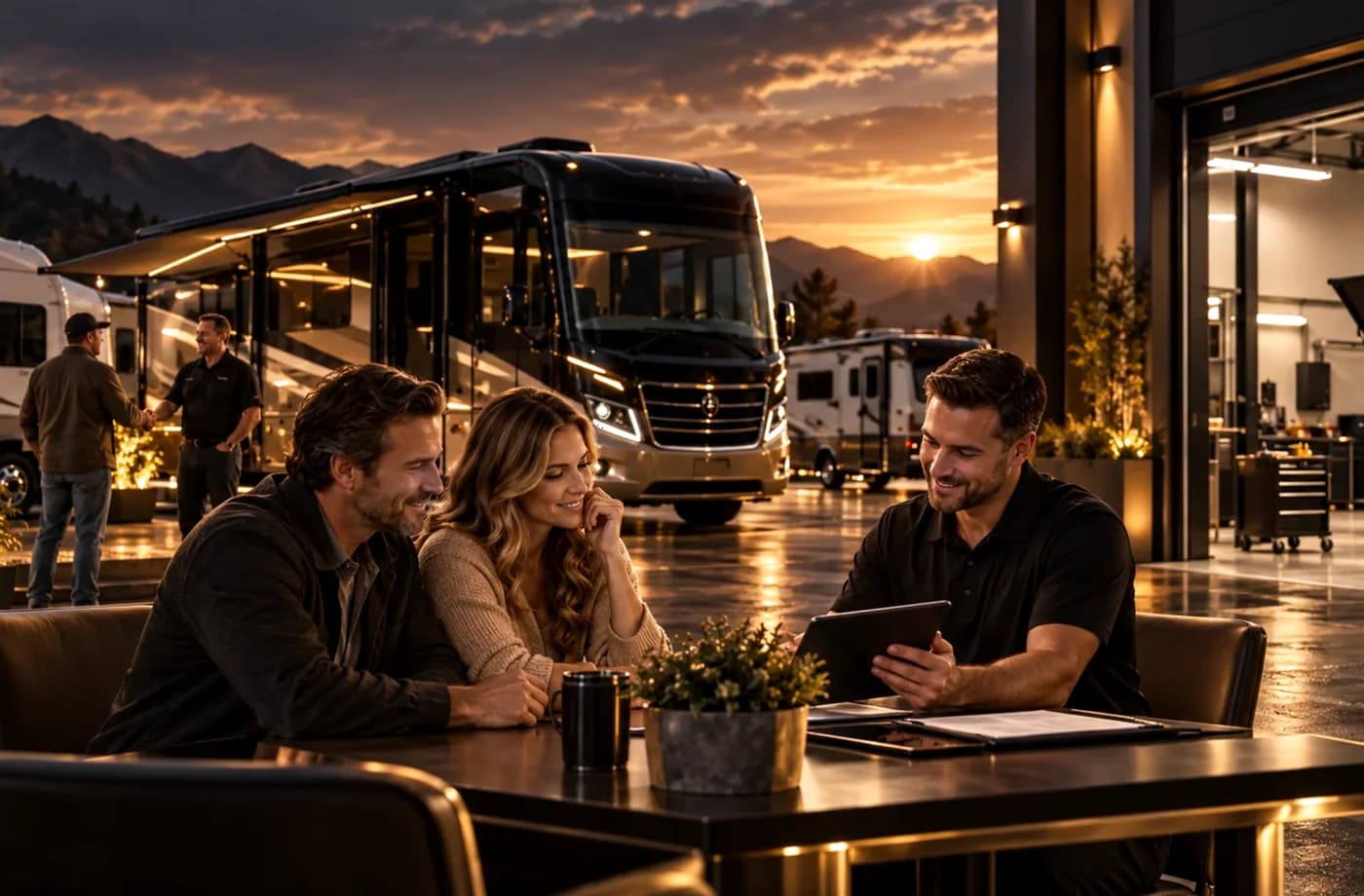 RV purchase, financing or trade planning scene supporting RV Financing near Manteca, CA