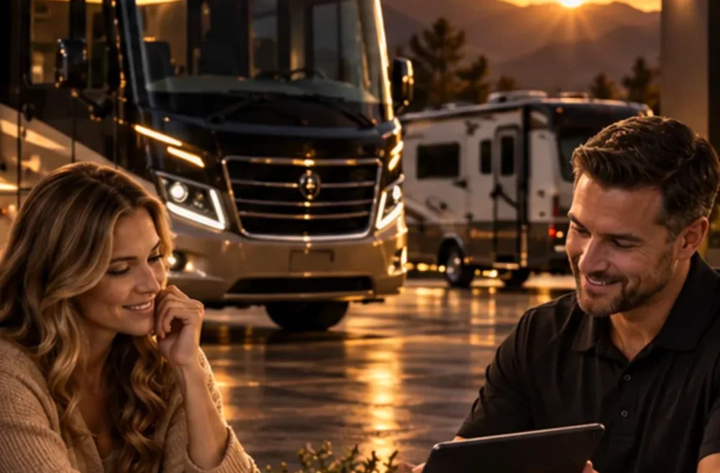 RV purchase, financing or trade planning scene supporting RV Trade-In in Davis, CA
