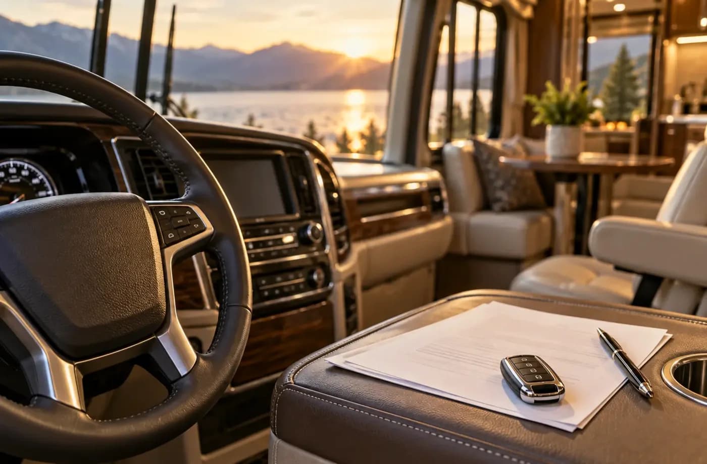 RV purchase, financing or trade planning scene supporting What Is My RV Worth?