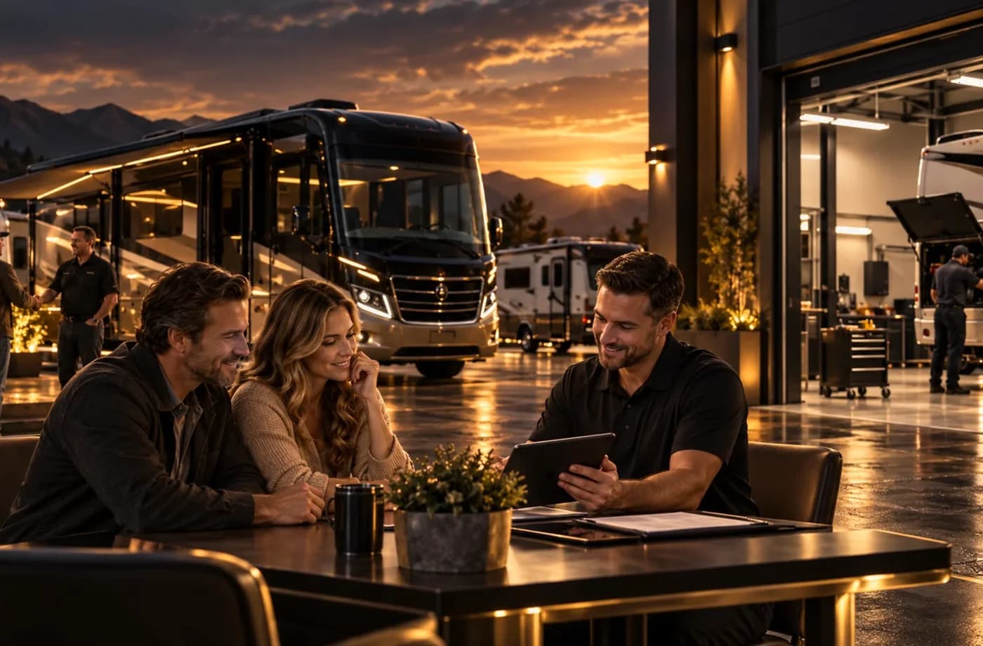 RV purchase, financing or trade planning scene supporting RV Financing near Florin, CA