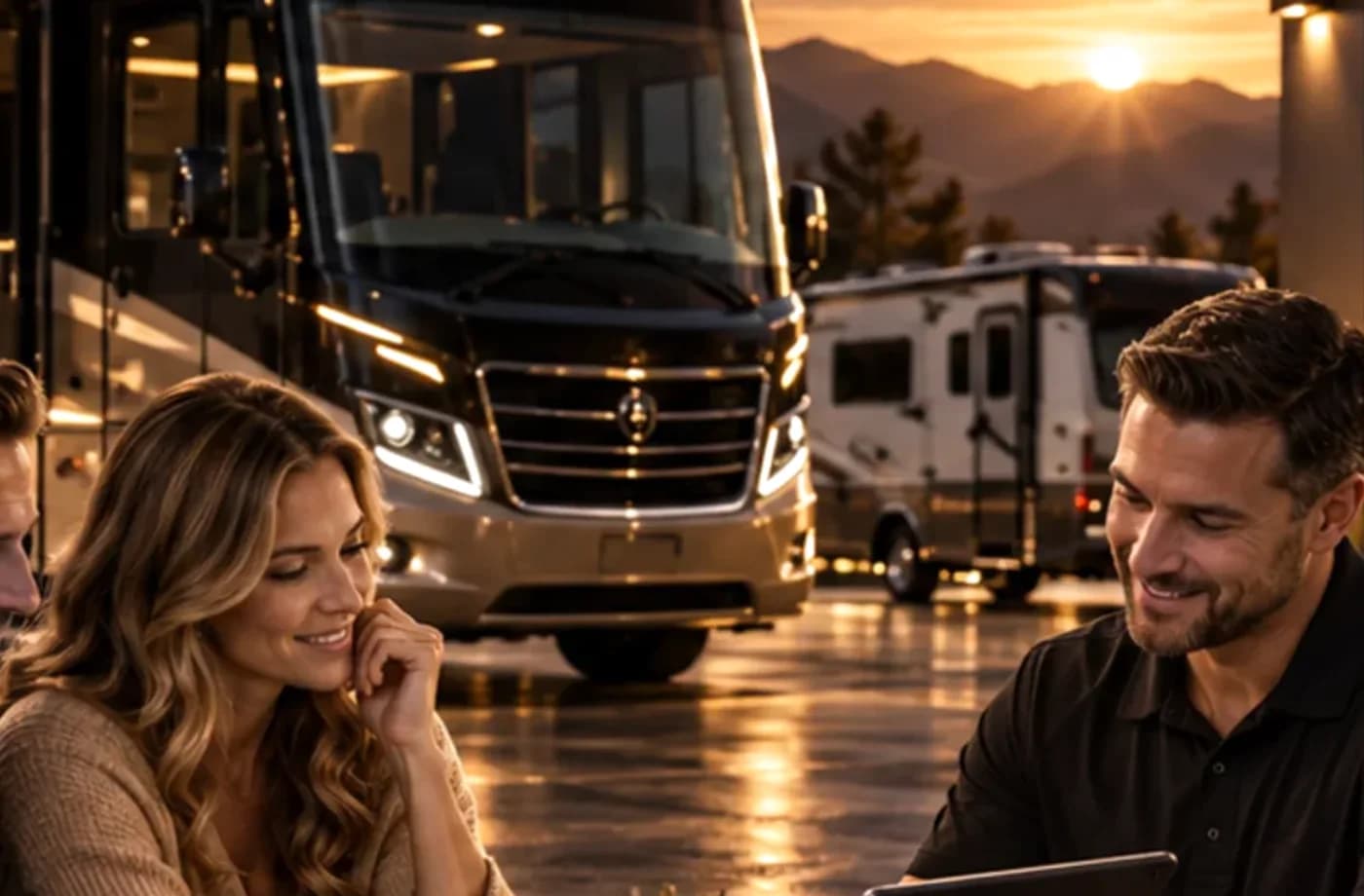 RV purchase, financing or trade planning scene supporting RV Financing near Wilton, CA