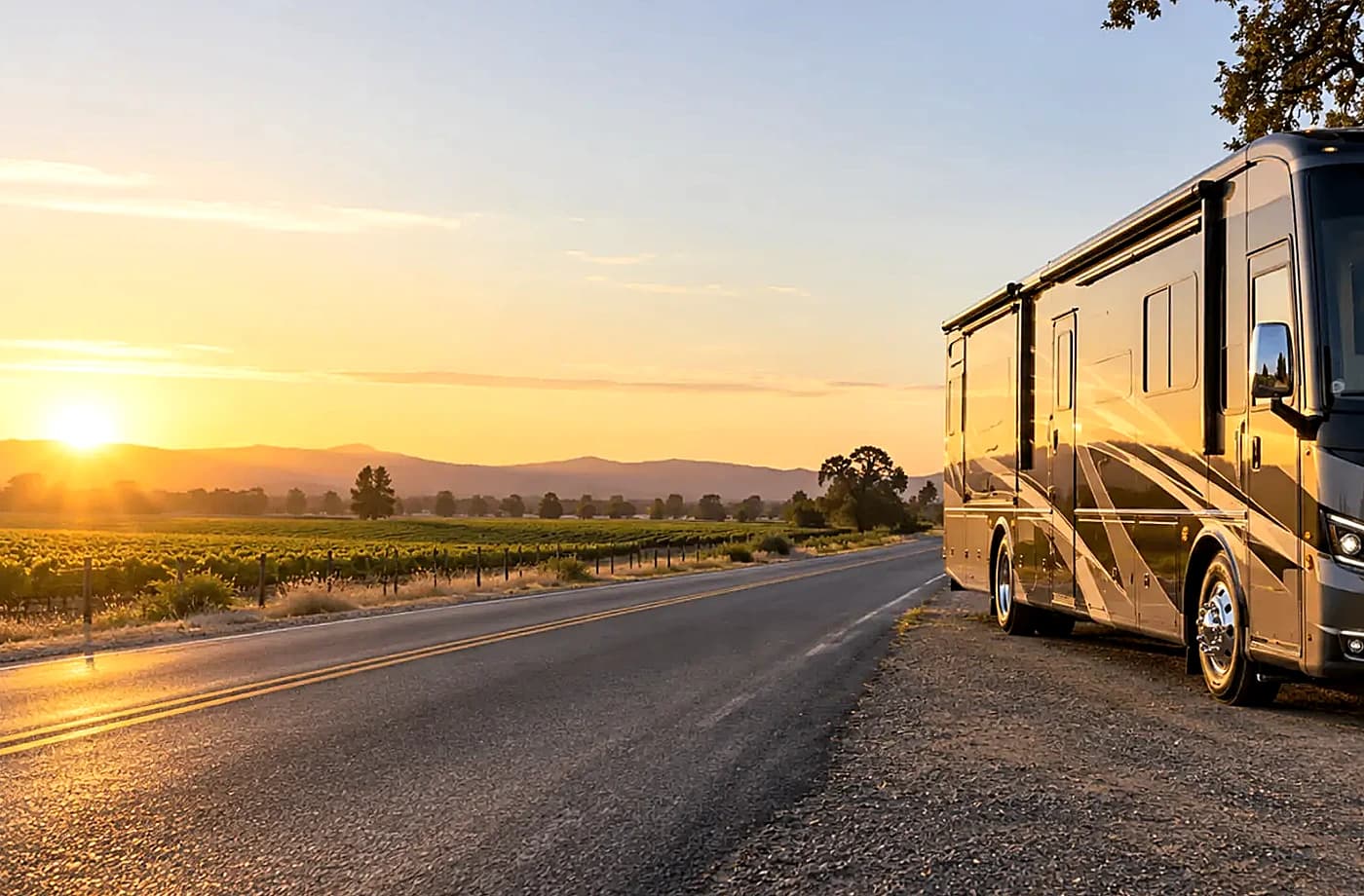 Motorhome and towable RV scene supporting Class B+ RVs for Sale in Davis, CA