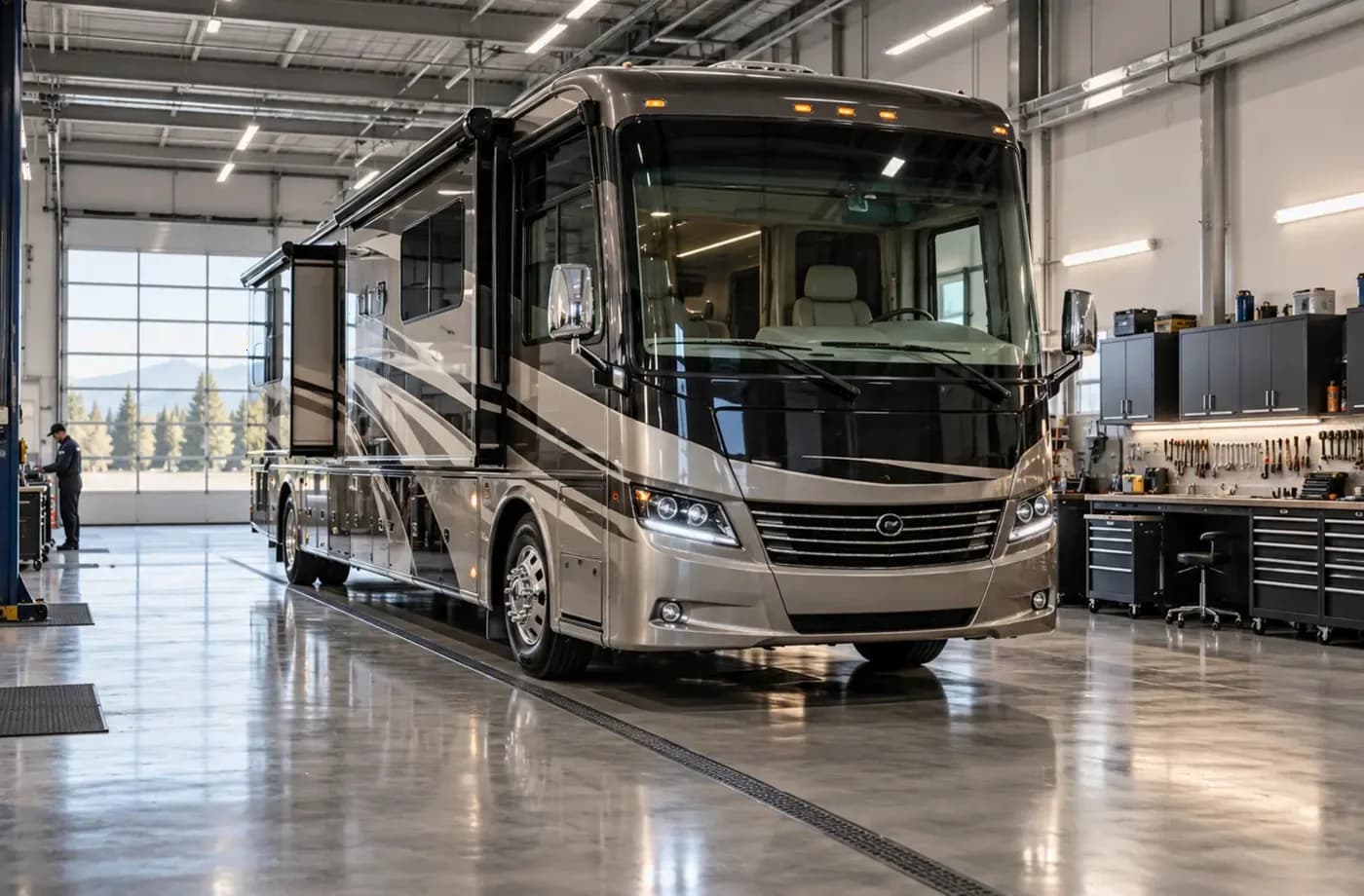 RV service and maintenance scene supporting RV De-Winterization in Davis, CA