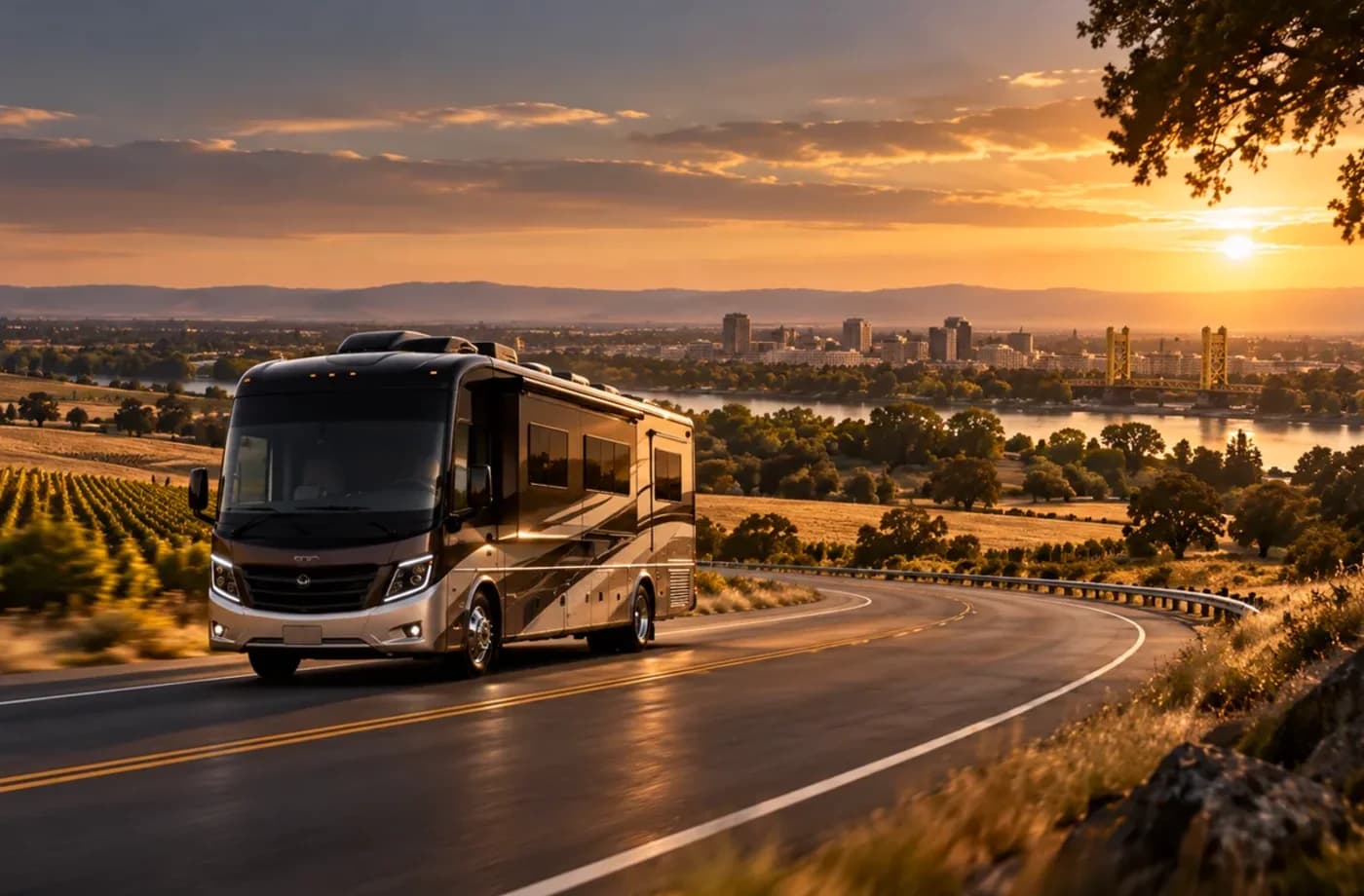 RV travel scene in Northern California supporting RV Sales, Rentals & Service for Sacramento County
