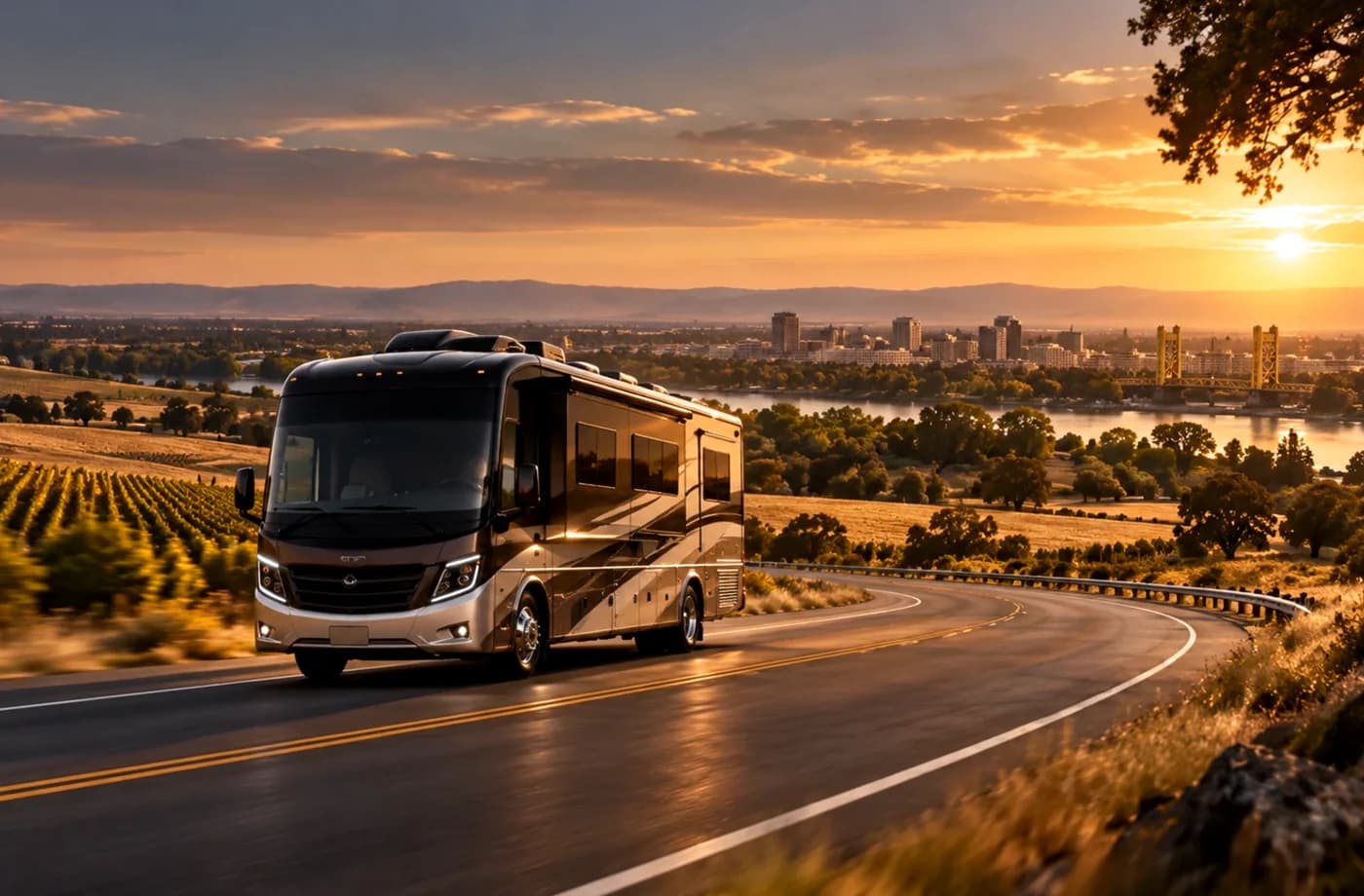 RV travel scene in Northern California supporting RV Sales, Rentals & Service near North Highlands, CA