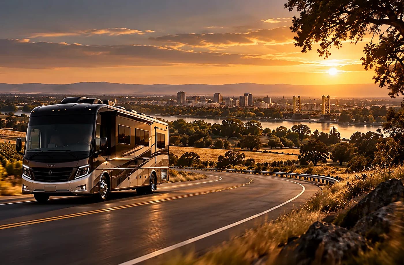 RV rental and road-trip scene supporting RV Rentals near Vallejo, CA