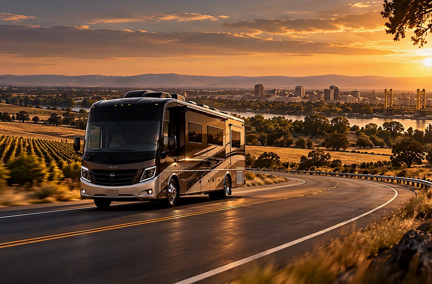 RV rental and road-trip scene supporting RV Rental Policies